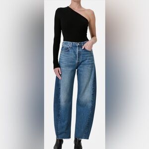 Agolde Luna Piece High Waist Raw Hem Barrel Jeans Women’s Size 24